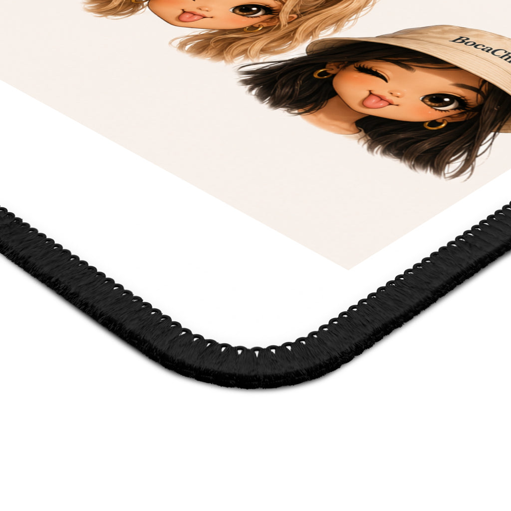 Cute BocaChica Girls Mouse Pad — Multicultural Cartoon Faces Gaming Mousepad