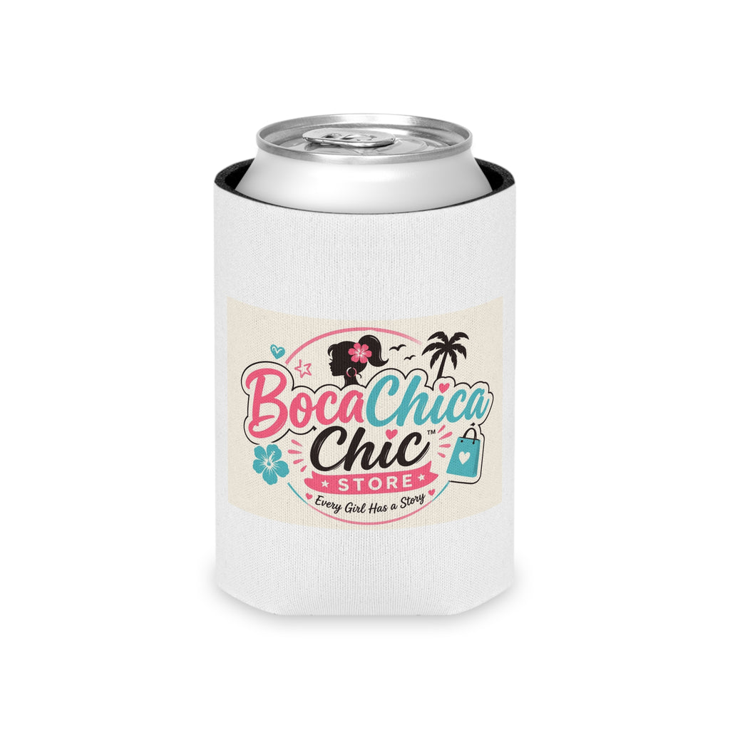 Can Cooler - Boca Chica Chic Logo & Beach Girl Illustrated Koozie