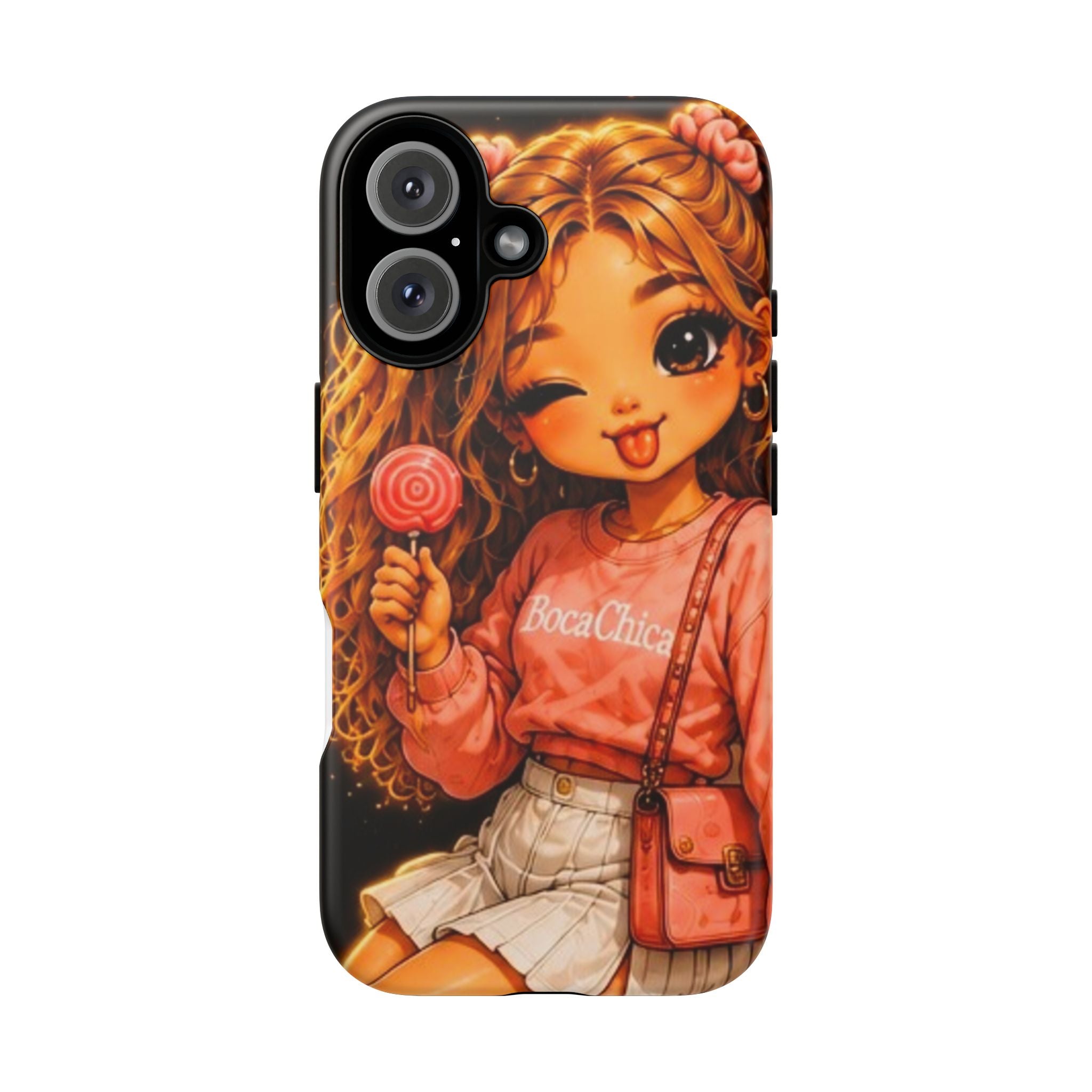 Cute Girl Lollipop Phone Case – Kawaii Cartoon Tough Case