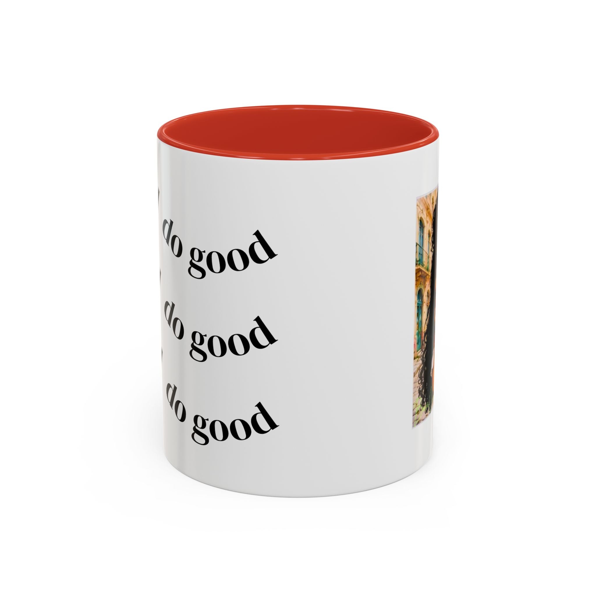 BocaChica Cute Curly Girl Accent Coffee Mug — 'Do Good' Inspirational Tea & Coffee Cup