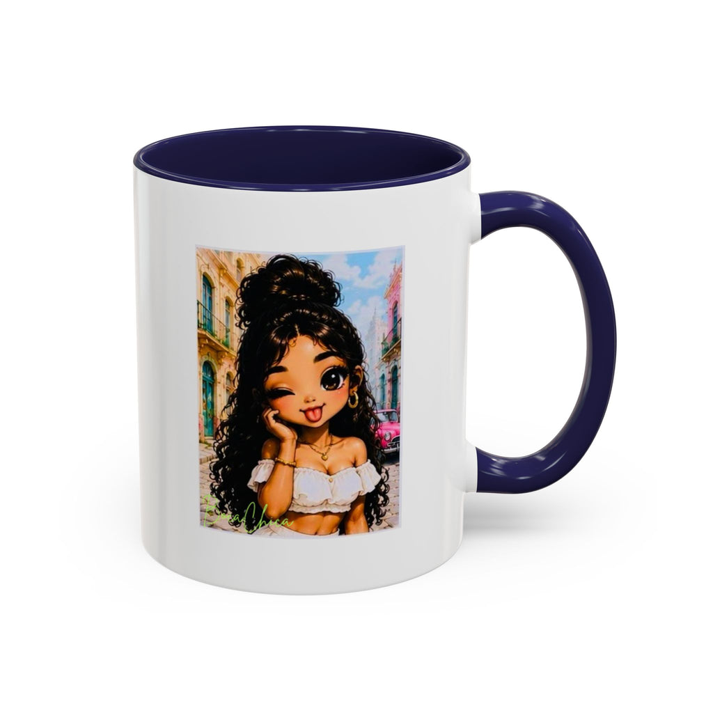 BocaChica Cute Curly Girl Accent Coffee Mug — 'Do Good' Inspirational Tea & Coffee Cup