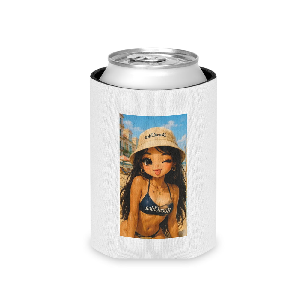 Can Cooler - Boca Chica Chic Logo & Beach Girl Illustrated Koozie
