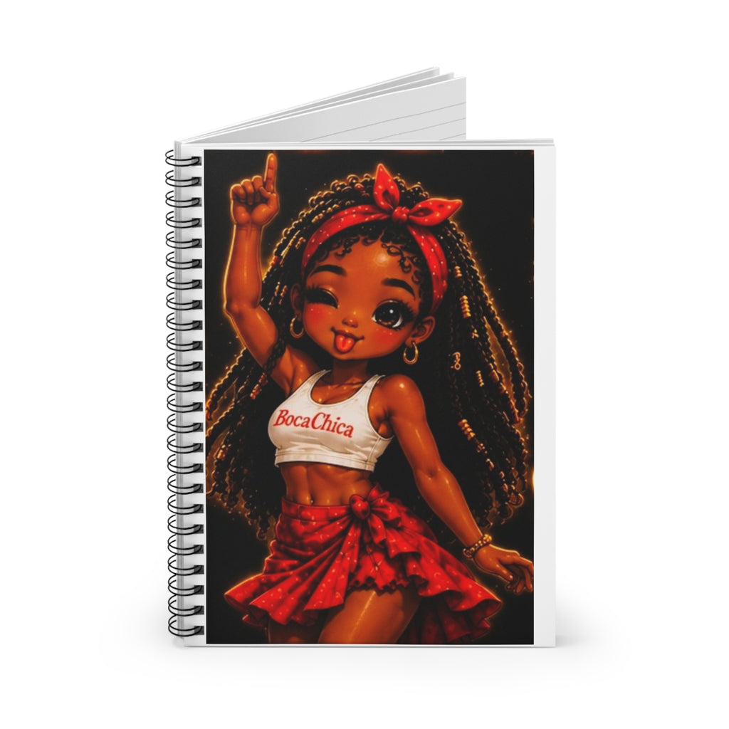 Spiral Notebook — BocaChica Cheerleader Girl Illustration (Ruled)