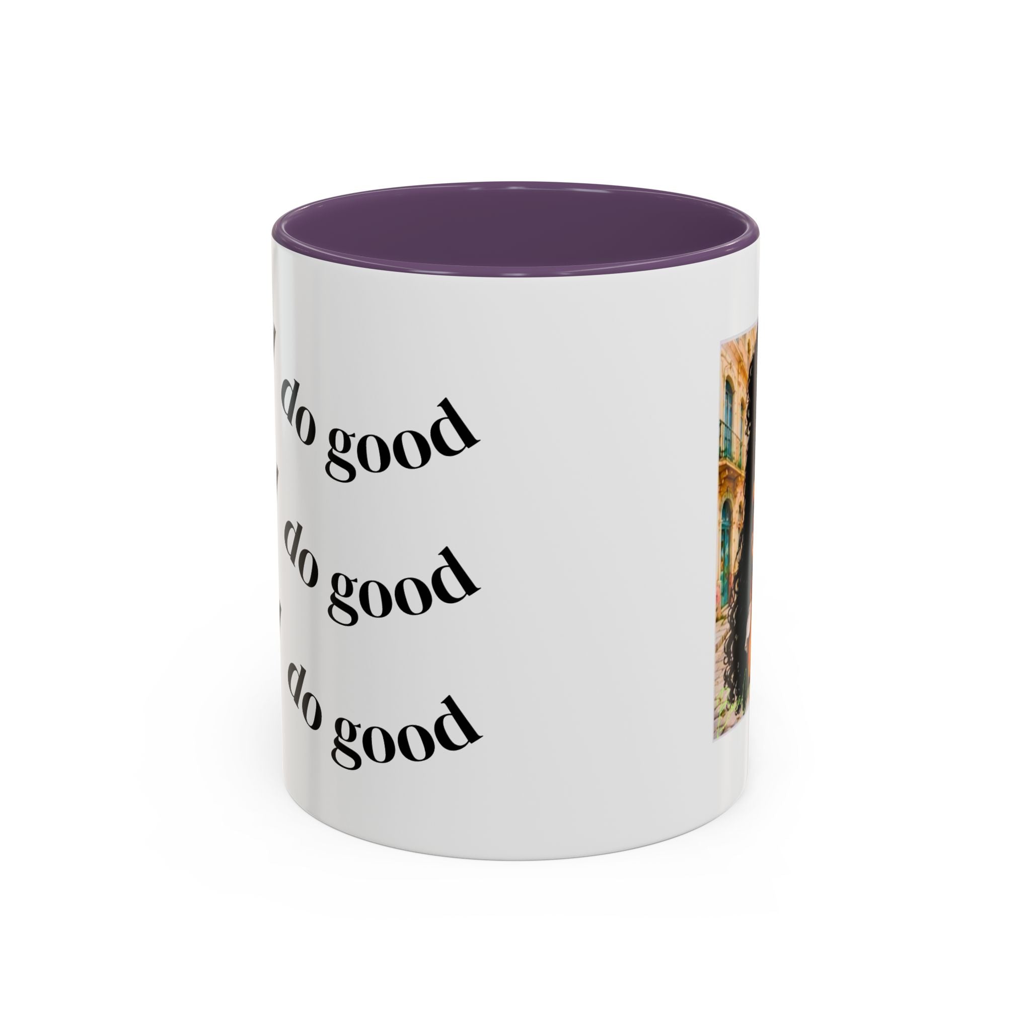 BocaChica Cute Curly Girl Accent Coffee Mug — 'Do Good' Inspirational Tea & Coffee Cup