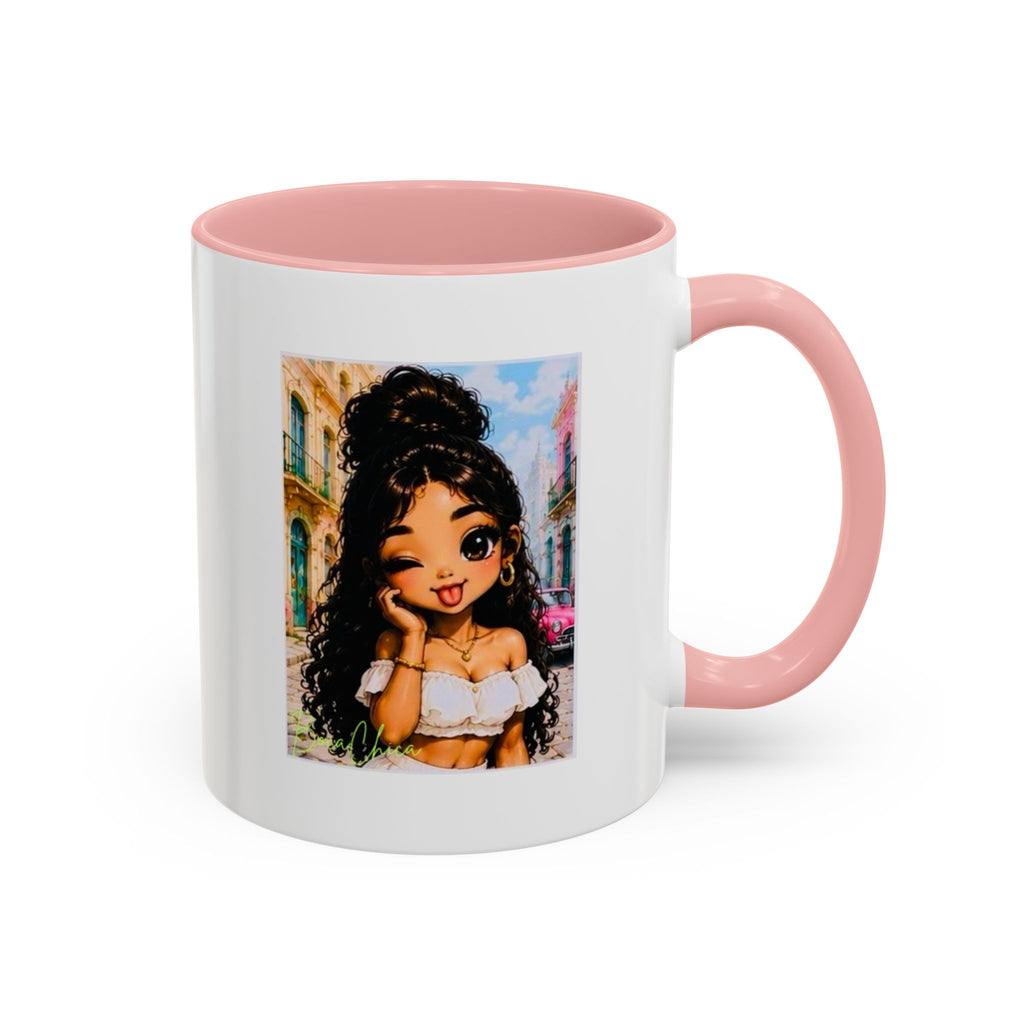 BocaChica Cute Curly Girl Accent Coffee Mug — 'Do Good' Inspirational Tea & Coffee Cup