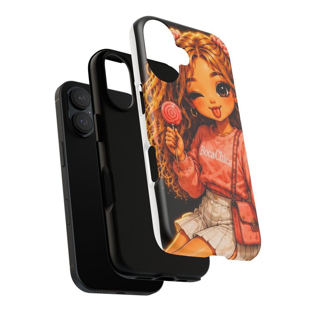 Cute Girl Lollipop Phone Case – Kawaii Cartoon Tough Case