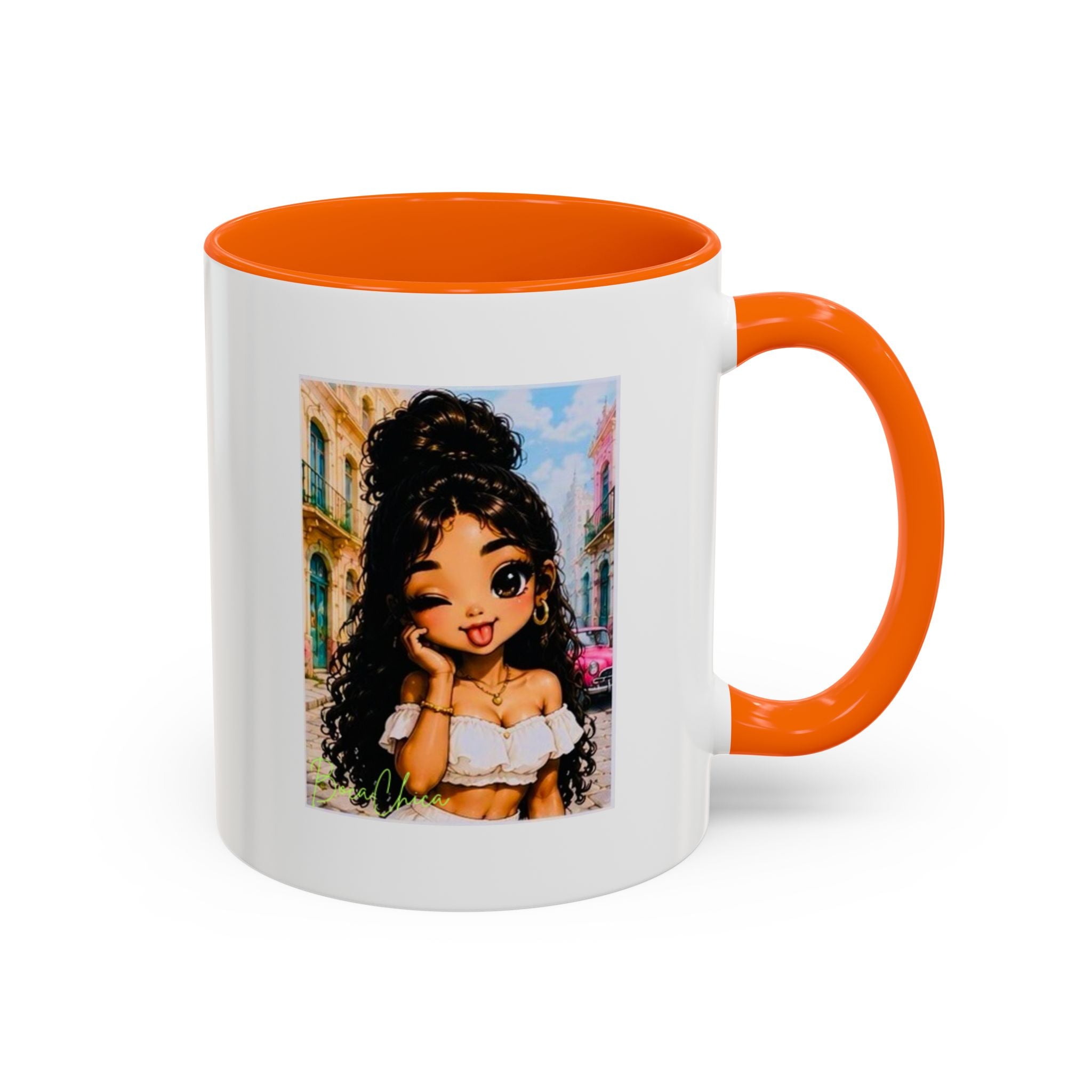 BocaChica Cute Curly Girl Accent Coffee Mug — 'Do Good' Inspirational Tea & Coffee Cup