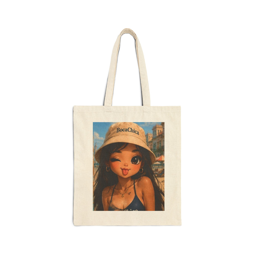 BocaChica girl Vale’s Canvas Tote Bag — Cute Kawaii Illustration Beach & Grocery Bag