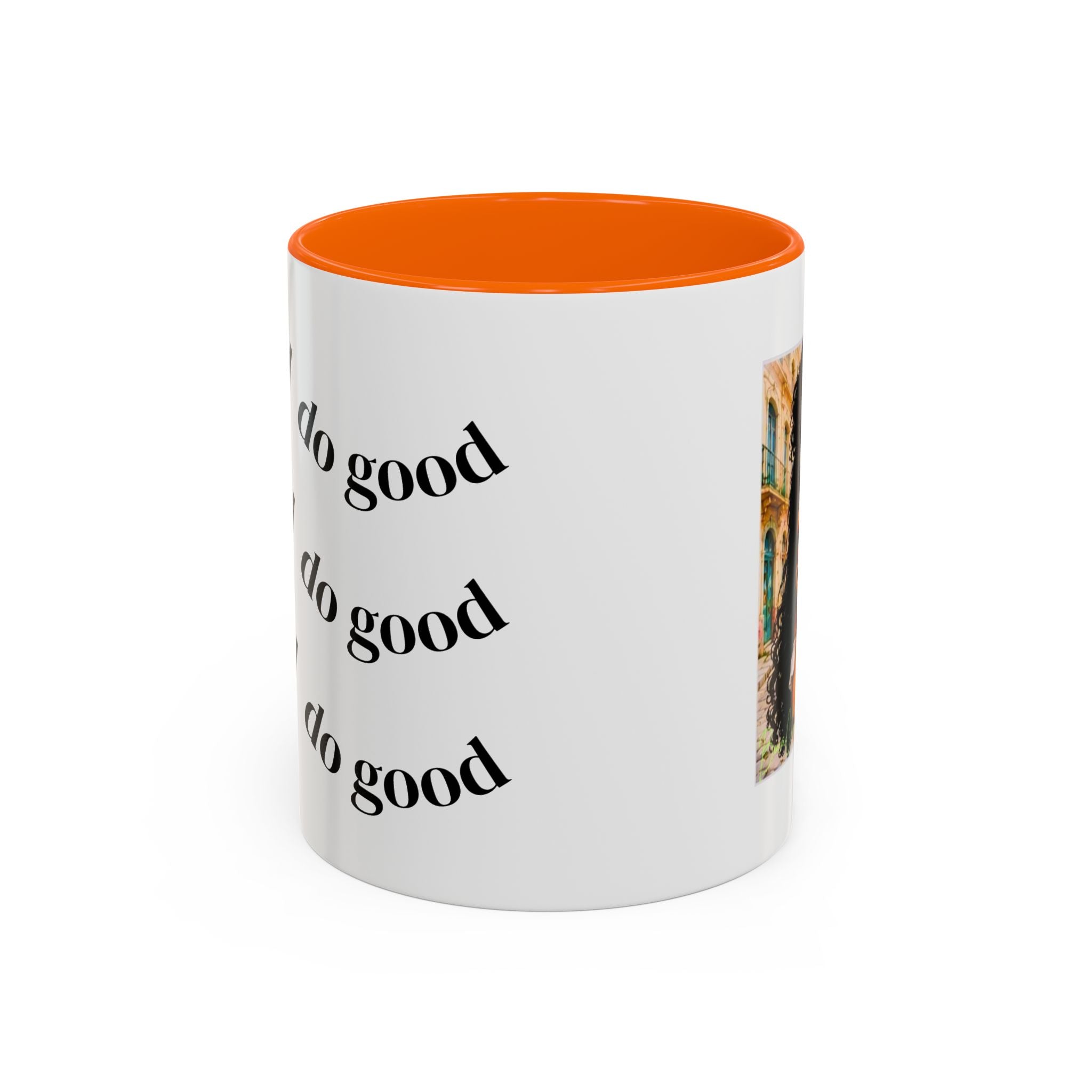 BocaChica Cute Curly Girl Accent Coffee Mug — 'Do Good' Inspirational Tea & Coffee Cup