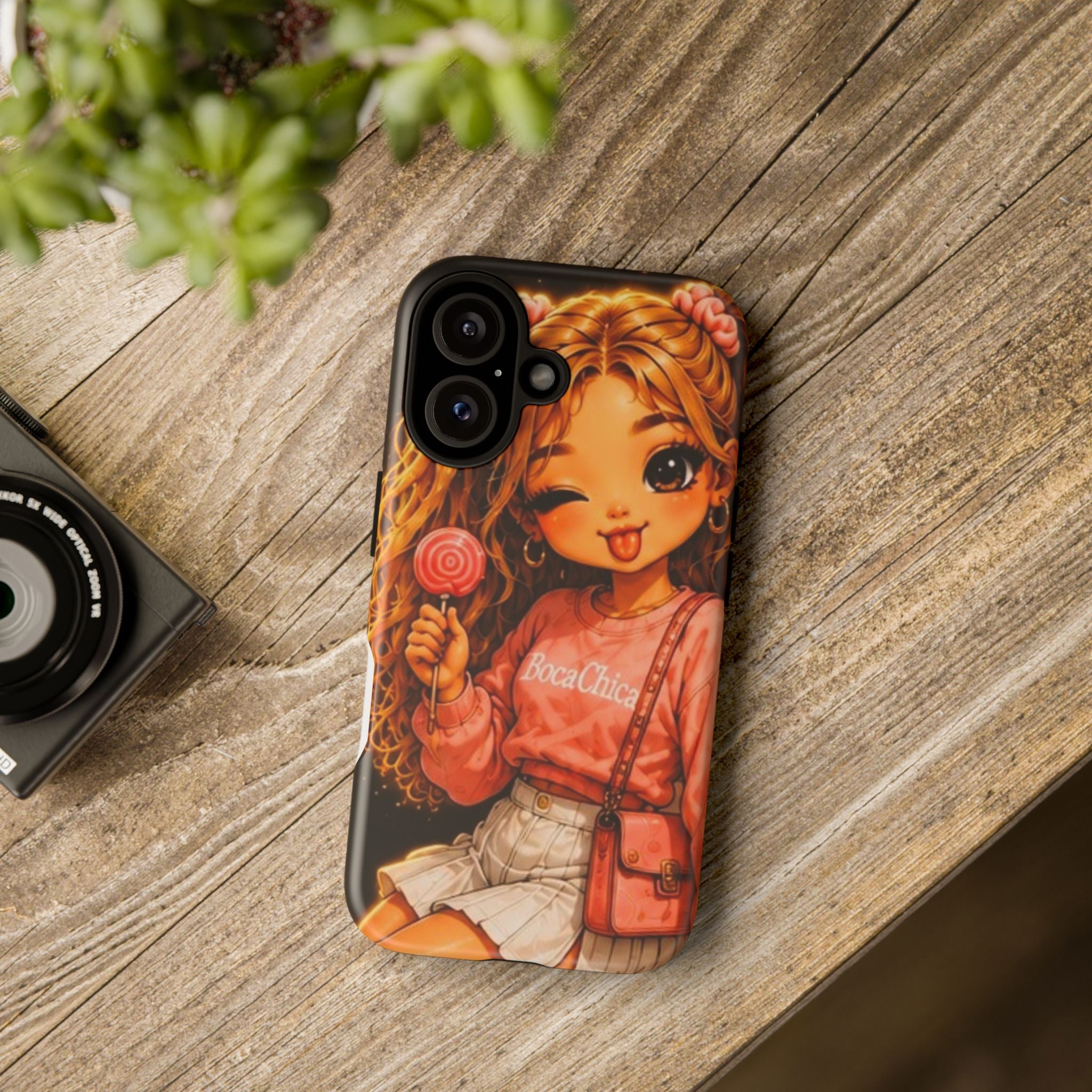 Cute Girl Lollipop Phone Case – Kawaii Cartoon Tough Case