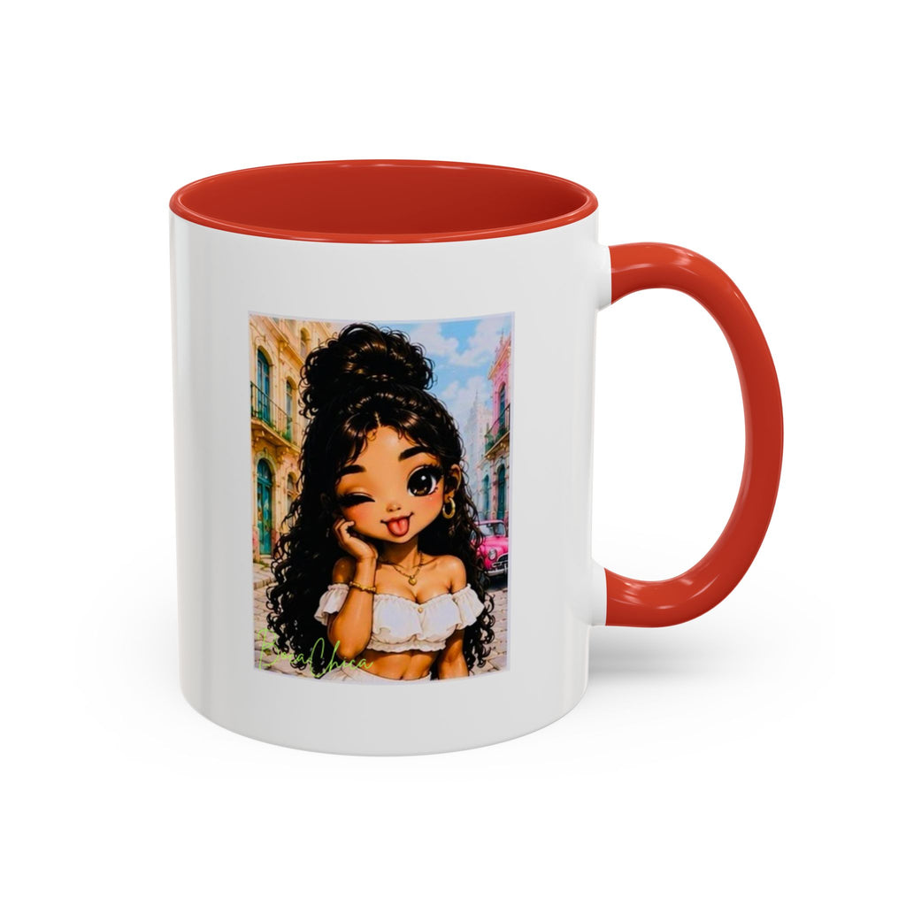 BocaChica Cute Curly Girl Accent Coffee Mug — 'Do Good' Inspirational Tea & Coffee Cup