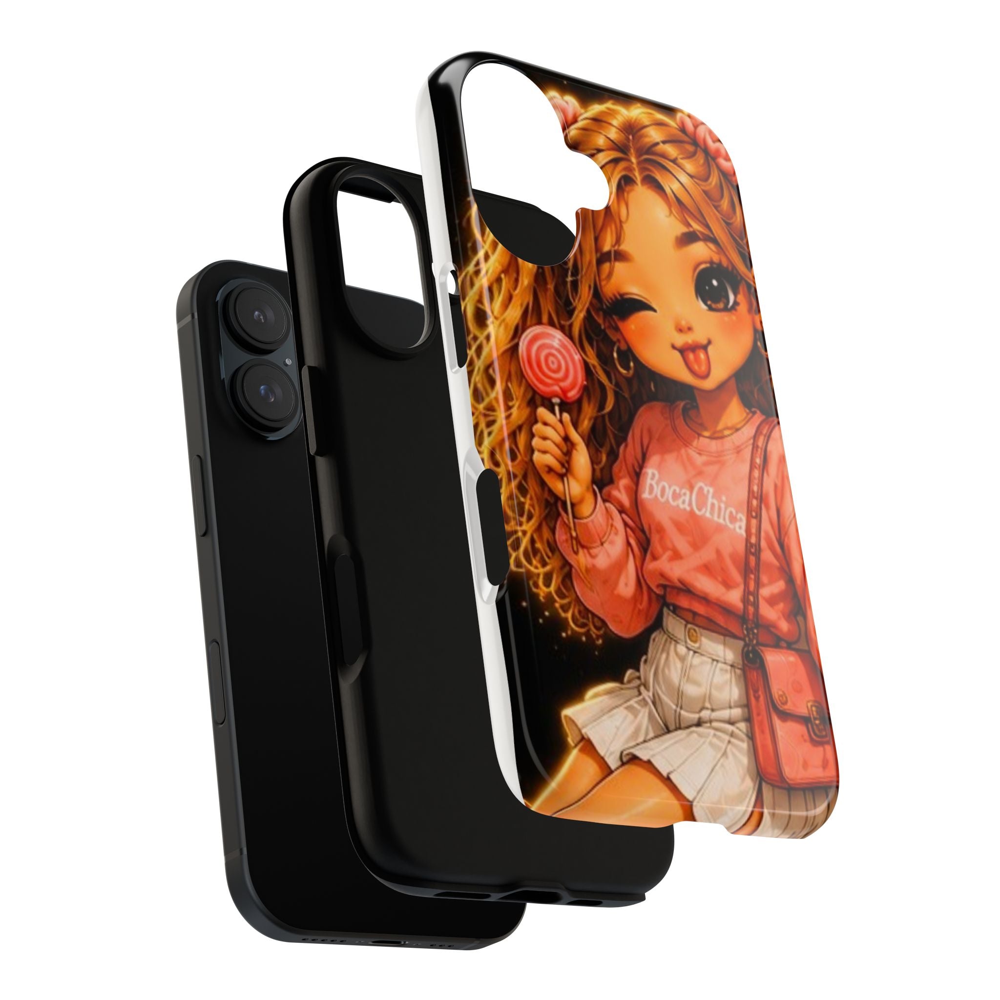 Cute Girl Lollipop Phone Case – Kawaii Cartoon Tough Case