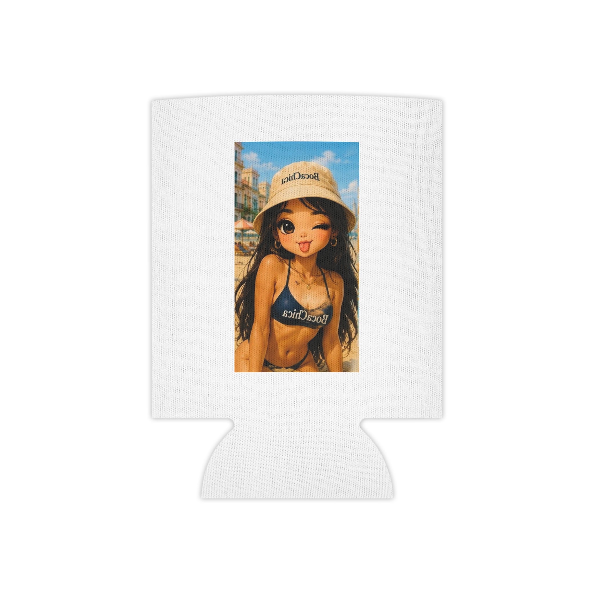 Can Cooler - Boca Chica Chic Logo & Beach Girl Illustrated Koozie