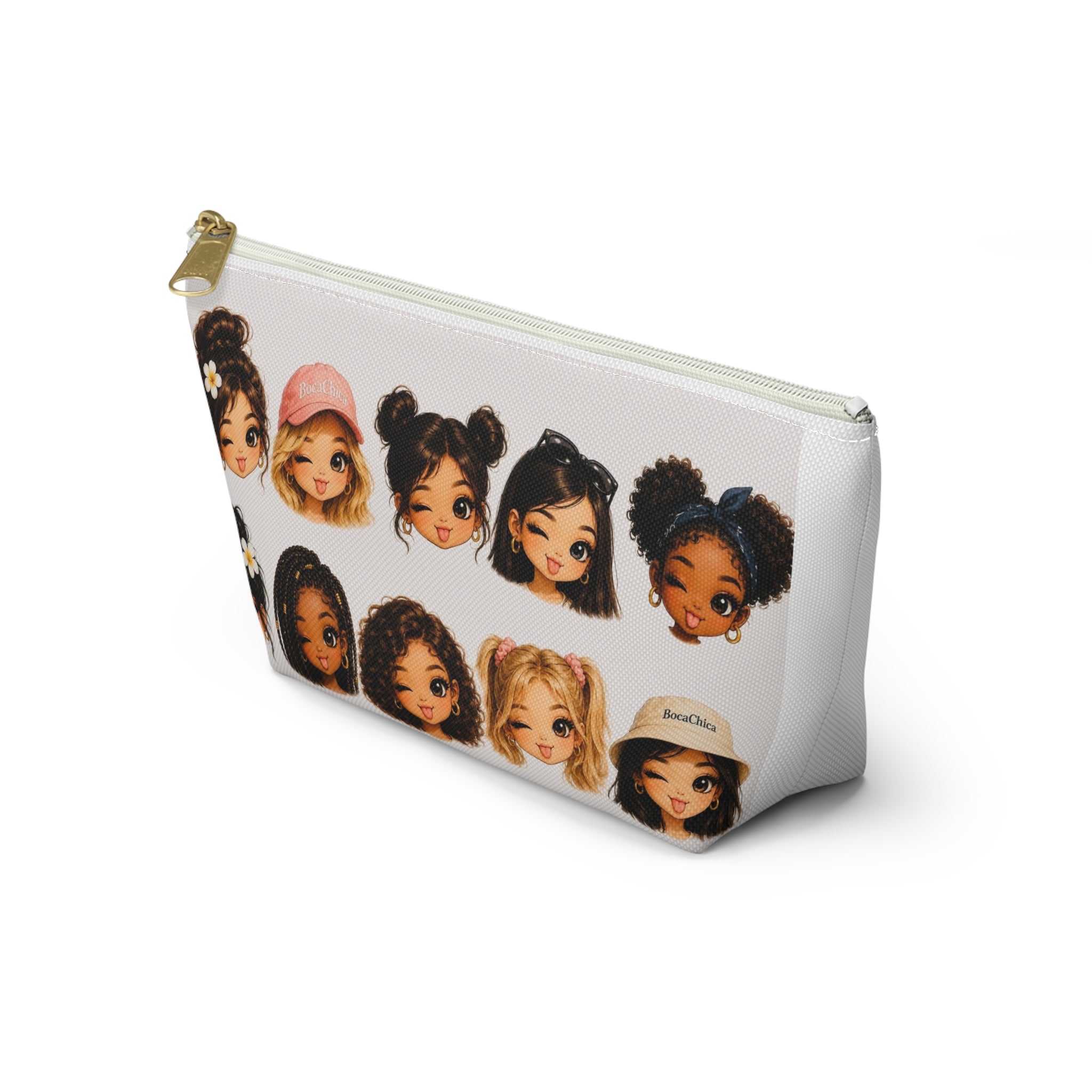 BocaChica Chic Accessory Pouch – Cute Multiracial Girl Faces Cosmetic Bag