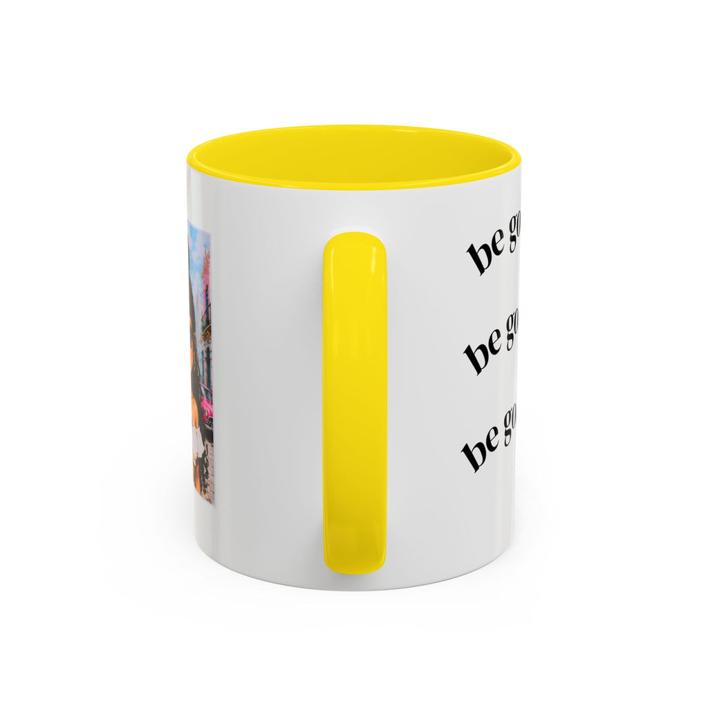 BocaChica Cute Curly Girl Accent Coffee Mug — 'Do Good' Inspirational Tea & Coffee Cup