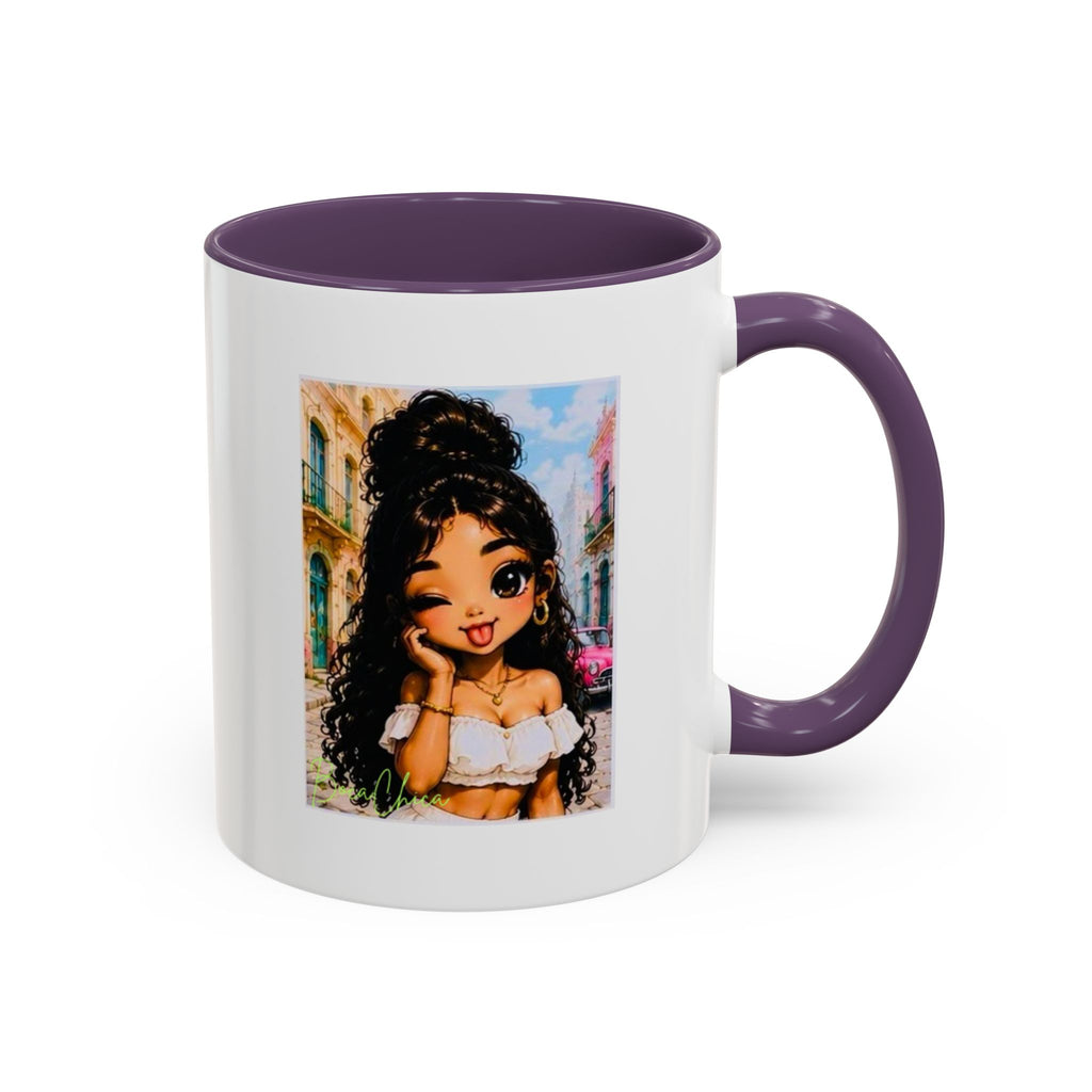 BocaChica Cute Curly Girl Accent Coffee Mug — 'Do Good' Inspirational Tea & Coffee Cup