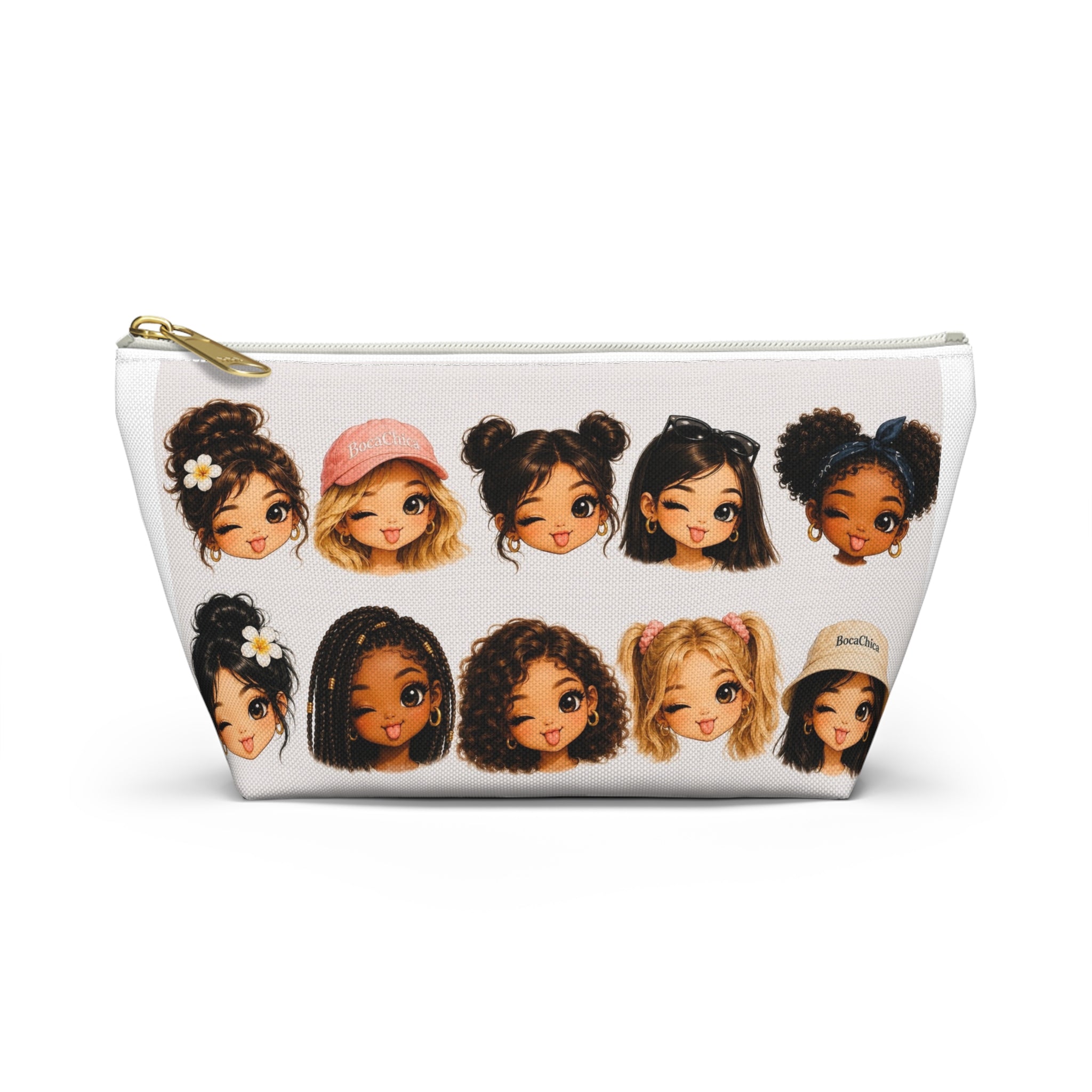 BocaChica Chic Accessory Pouch – Cute Multiracial Girl Faces Cosmetic Bag