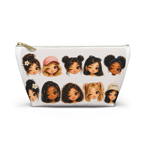 BocaChica Chic Accessory Pouch – Cute Multiracial Girl Faces Cosmetic Bag