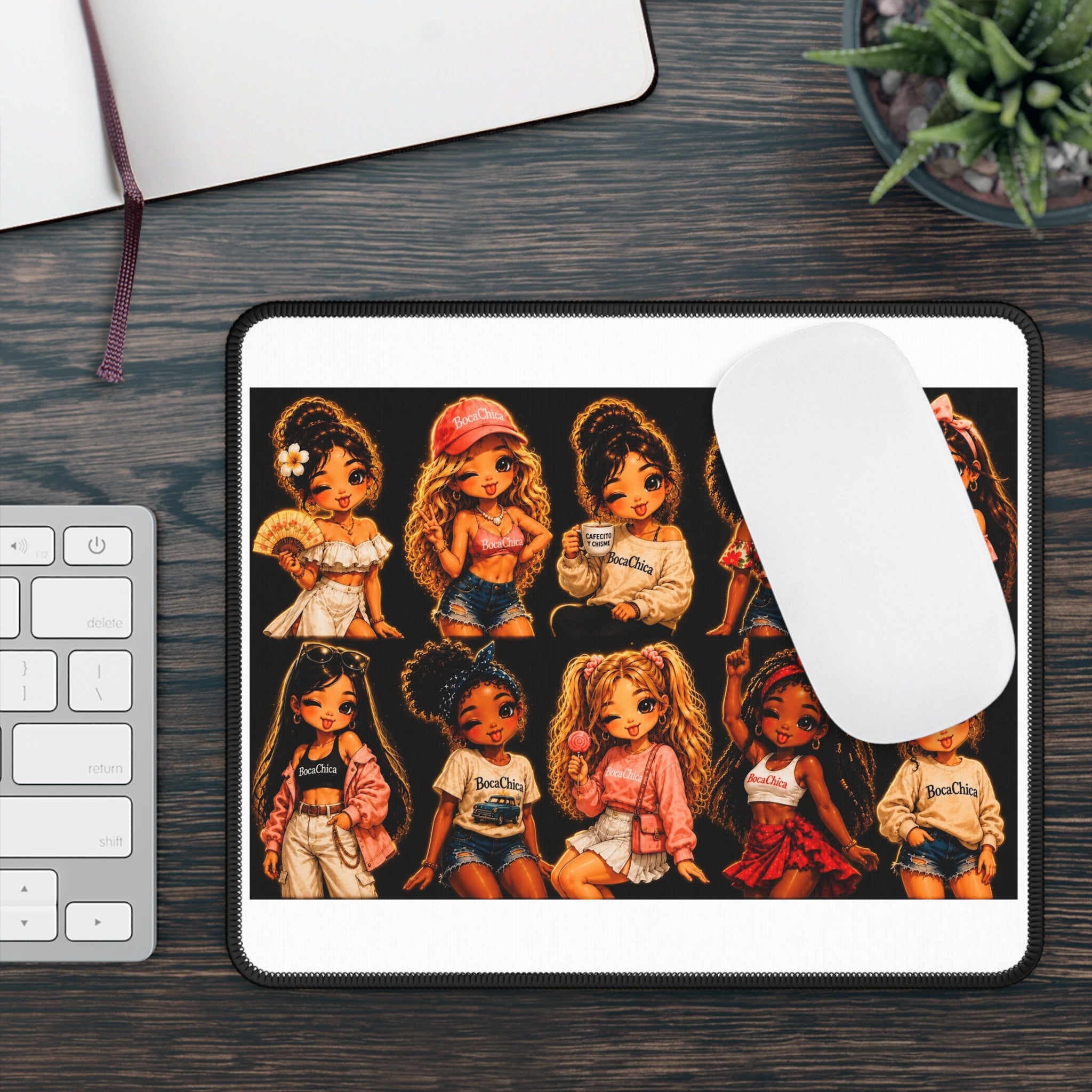 Diverse Girls Illustration Gaming Mouse Pad — Cute Squad Desk Mat