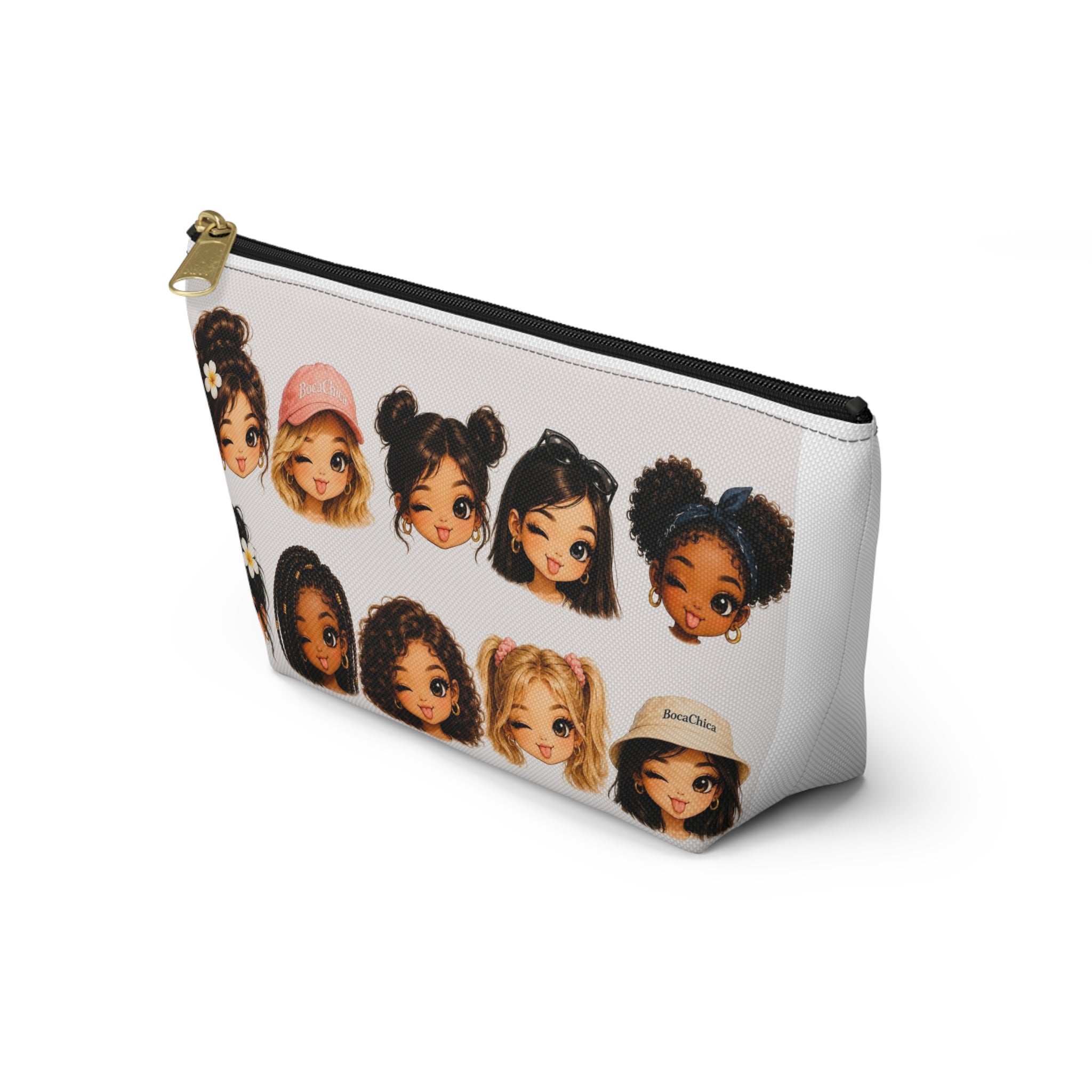 BocaChica Chic Accessory Pouch – Cute Multiracial Girl Faces Cosmetic Bag