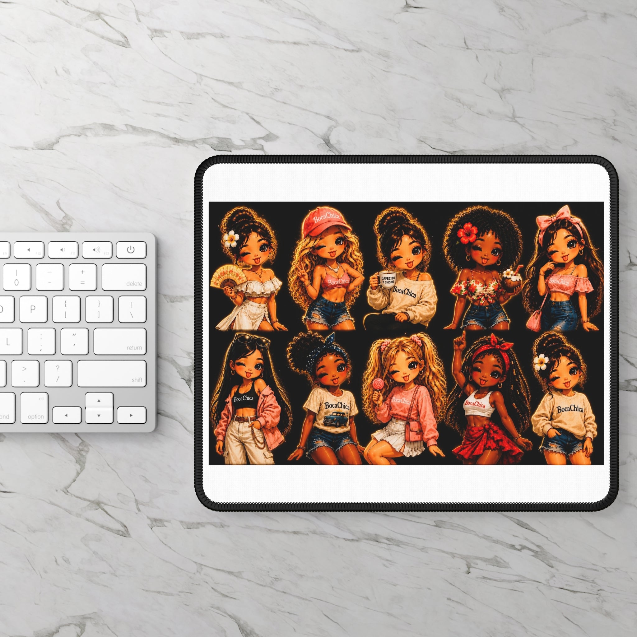 Diverse Girls Illustration Gaming Mouse Pad — Cute Squad Desk Mat